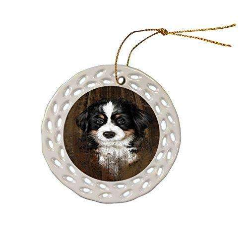 Rustic Bernese Mountain Puppy Ceramic Doily Ornament Dpor48204