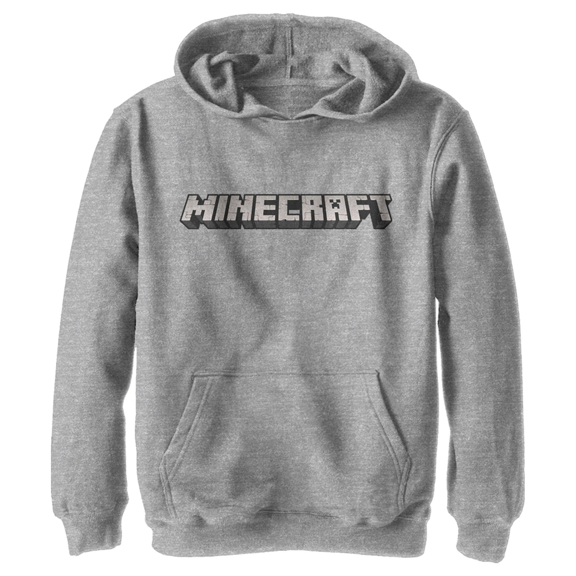 Minecraft Boy’S Classic Logo White  Pull Over Hoodie