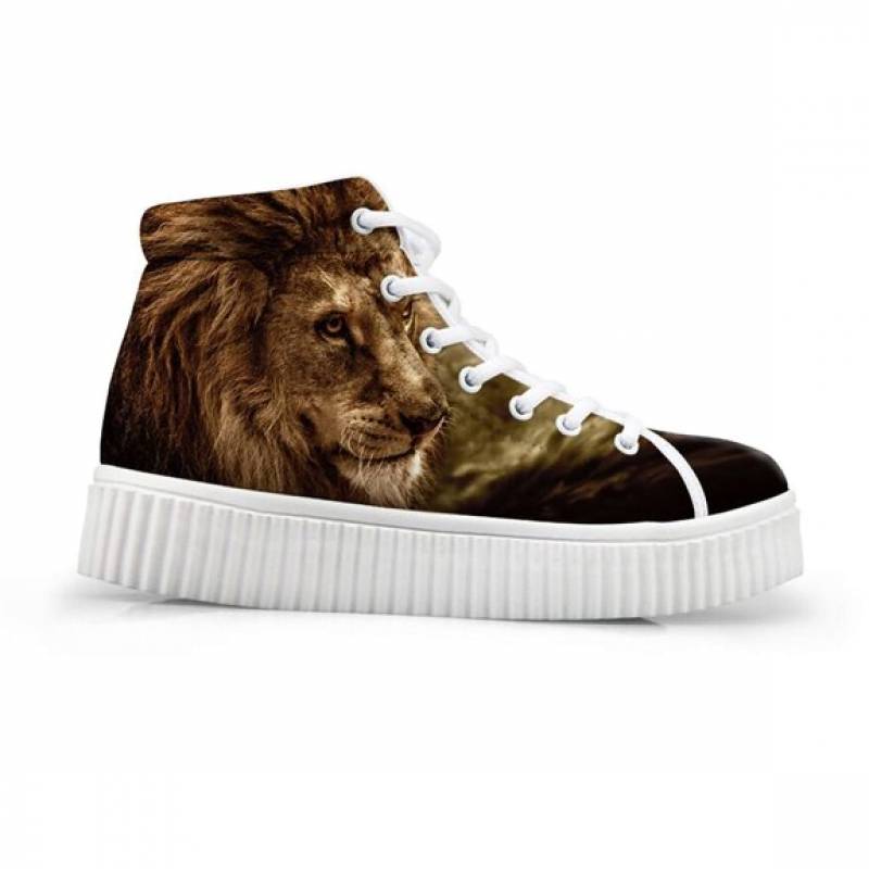 3D Animal Cool Wolf Casual High Top Shoes