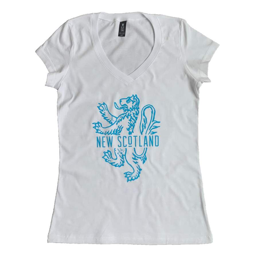 100% Organic Traditional Lion V-Neck T-Shirt in White