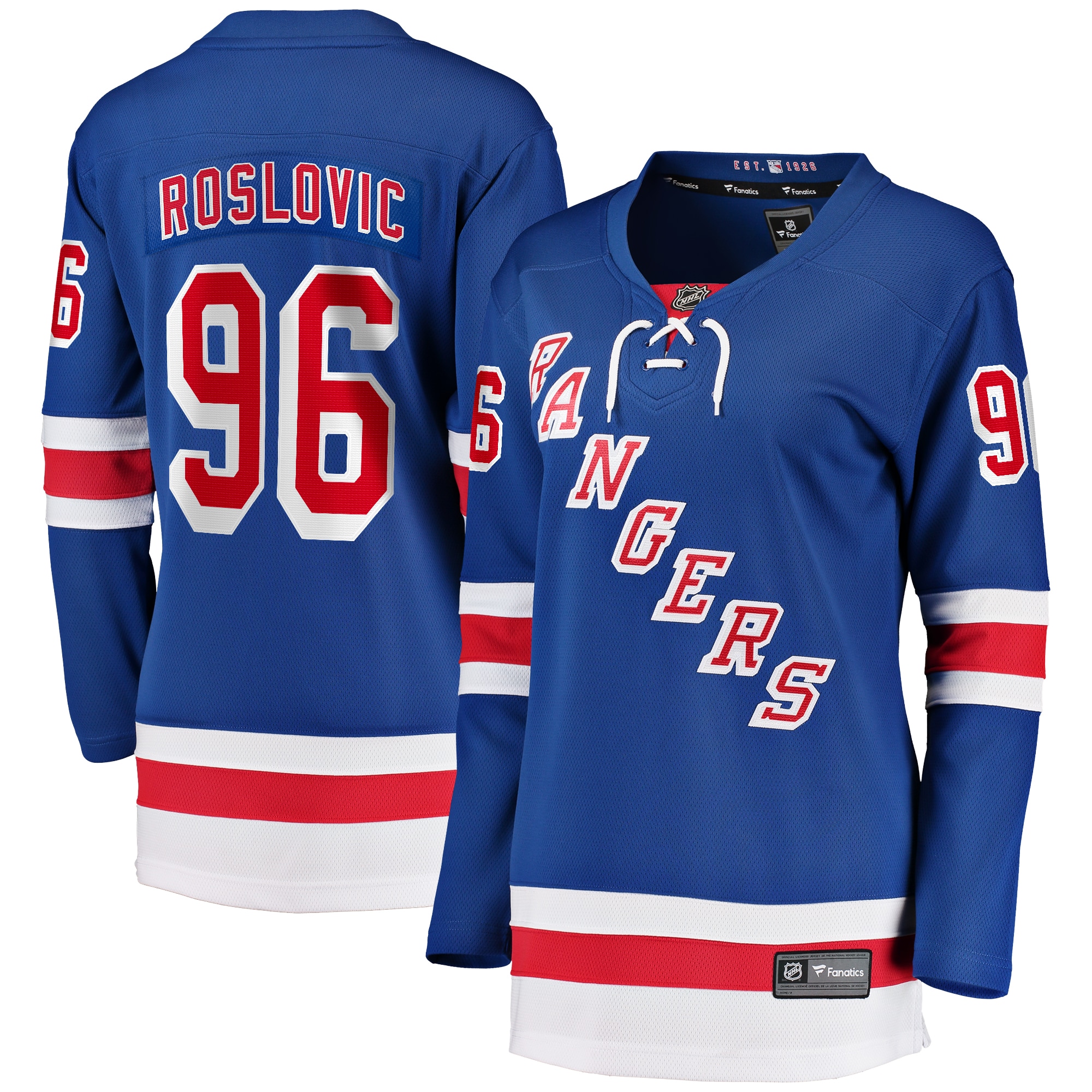 Jack Roslovic New York Rangers Branded Women's Home Breakaway Player Jersey – Blue