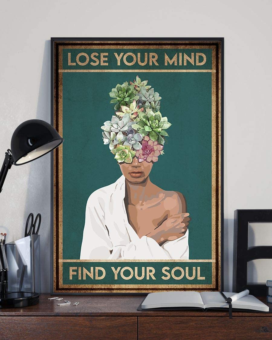 Skitongifts Poster No Frame, Wall Art, Home Decor Succulents Head Africa Black Girl Lose Your Mind Find Your Soul 1208