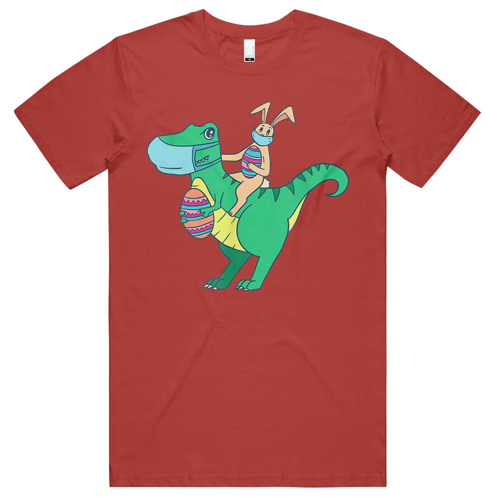 Bunny Riding Trex With Masks Funny Quarantine Easter T Shirts