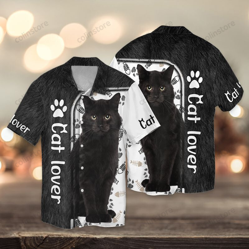 Black Cat Lover Hawaii Shirt Gift For Ha57369