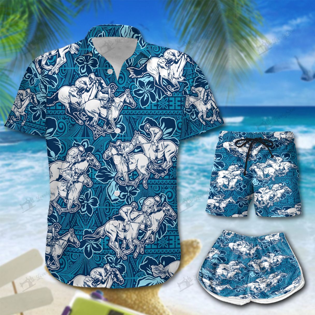 Horse Racing Hawaiian Shirt Shorts Ha104765