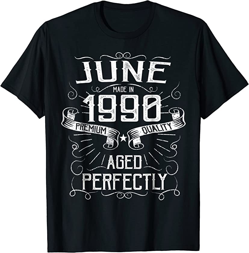 Vintage June Made in 1990 T-Shirt 28th Birthday Gift Tee