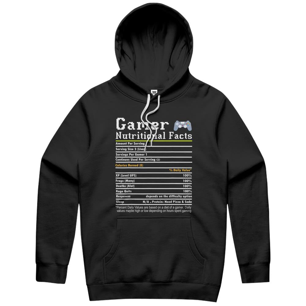 Nutritional Facts Shirt, Gamer Nutrition Facts Shirt, Gamer Nutritional Facts Funny Gamer Life Video Gaming Lover Hoodie