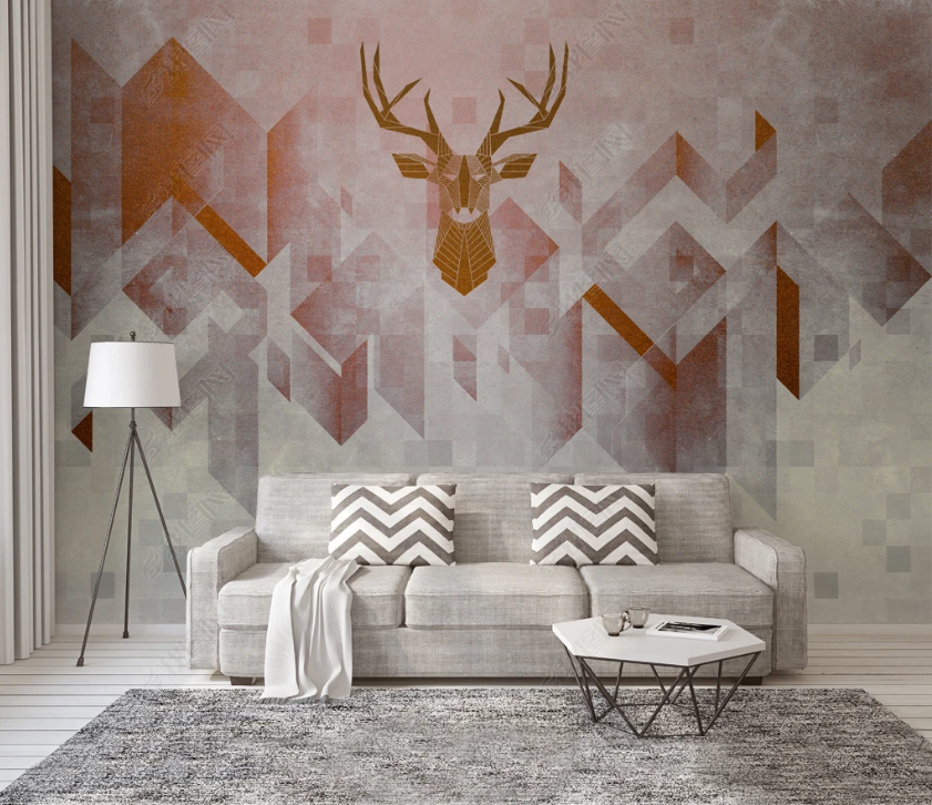 3D Abstract Geometric Animal Elk Wall Mural Wallpaper Lqh 69