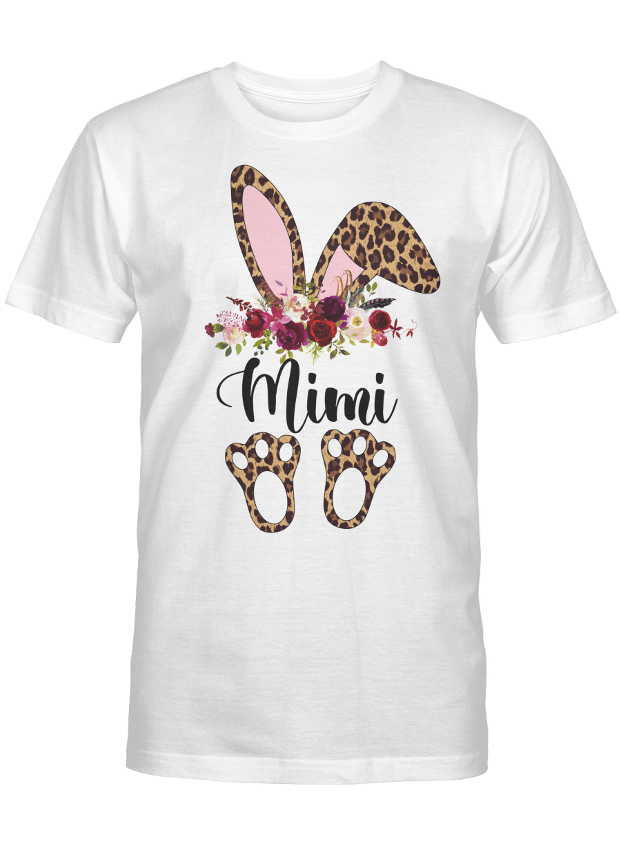 Mimi Bunny Floral Leopard Plaid Mimi Happy Easter Mothers Day Shirt