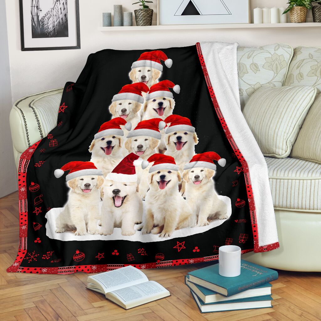 Golden retriever cute christmas blanket