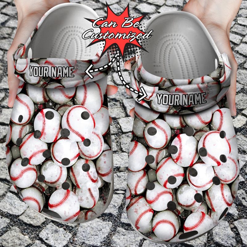 Custom Personalized Baseball Pile Overlapping Clog Shoes