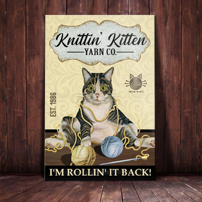 Tabby Cat Canvas And Poster Knitting Shop I’m Rolling It Back | Art Print | Home Decor | Room Decor | Wall Art