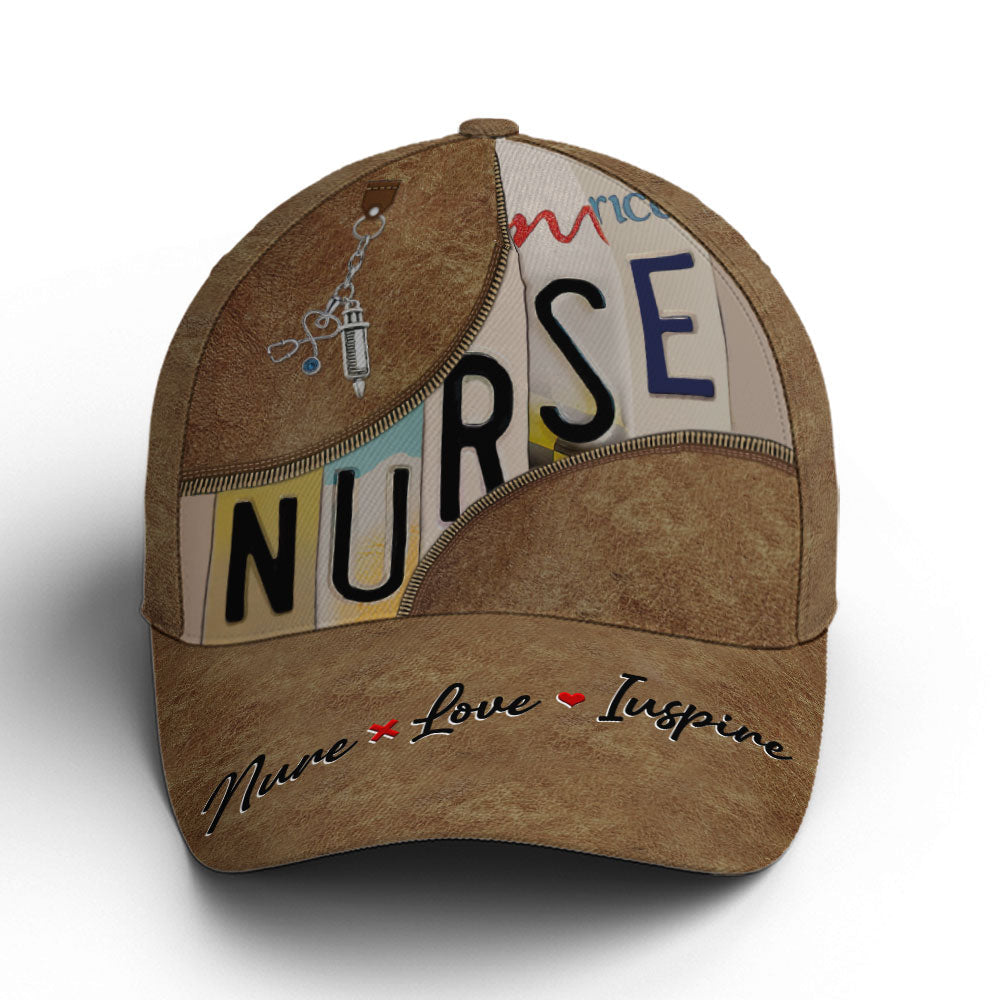 Nurse Love Inspire Leather Style Baseball Cap Coolspod