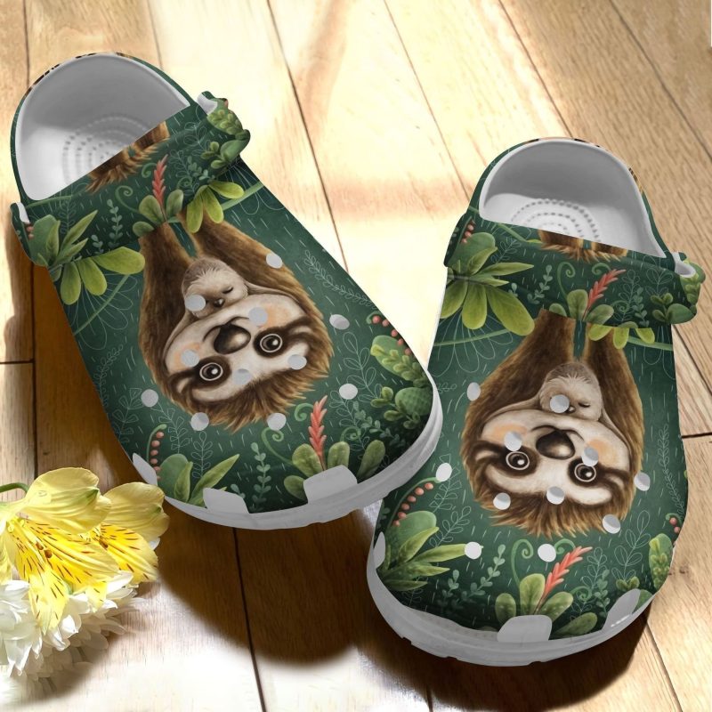 Sloth Mom With Baby Tropical Shoes Clogs Gift For Mothers Day