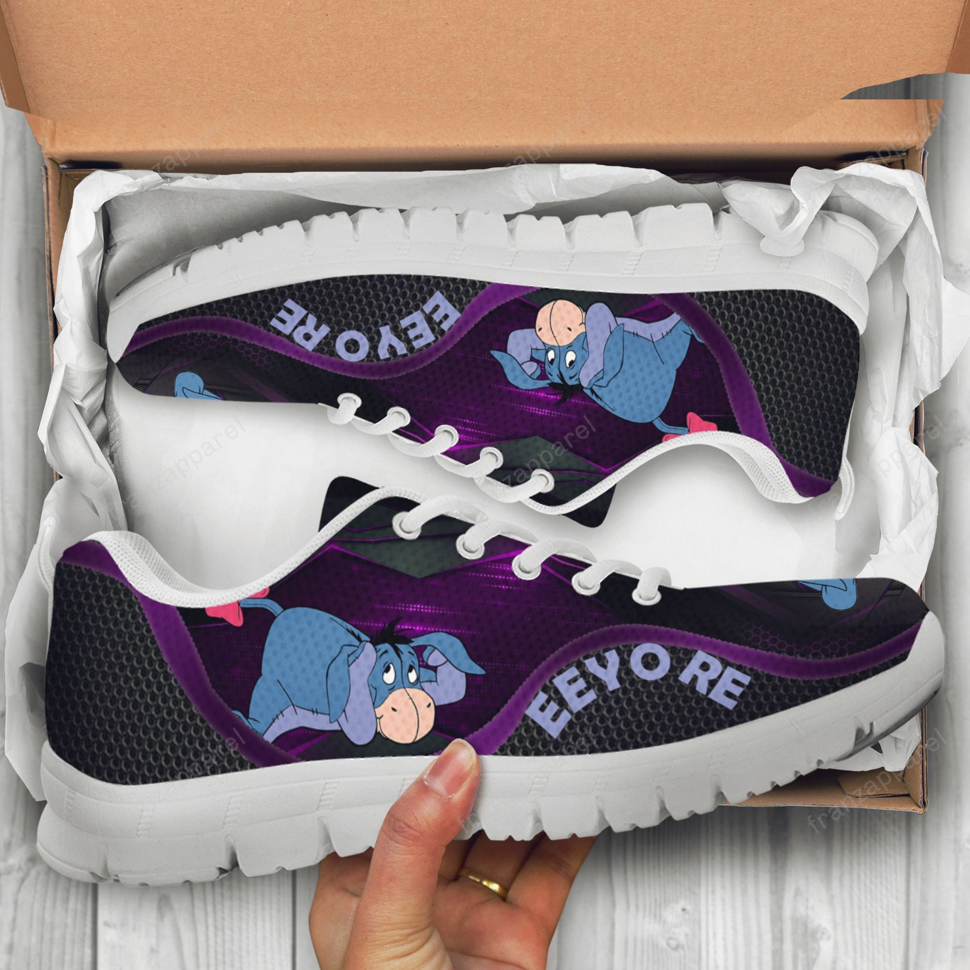 Eeyore Winnie-the-Pooh ver3 Print Sneakers, Women’s Sneakers, Handmade Crafted sneaker white Shoes birthday gift Fashion Fly Sneakers TL97