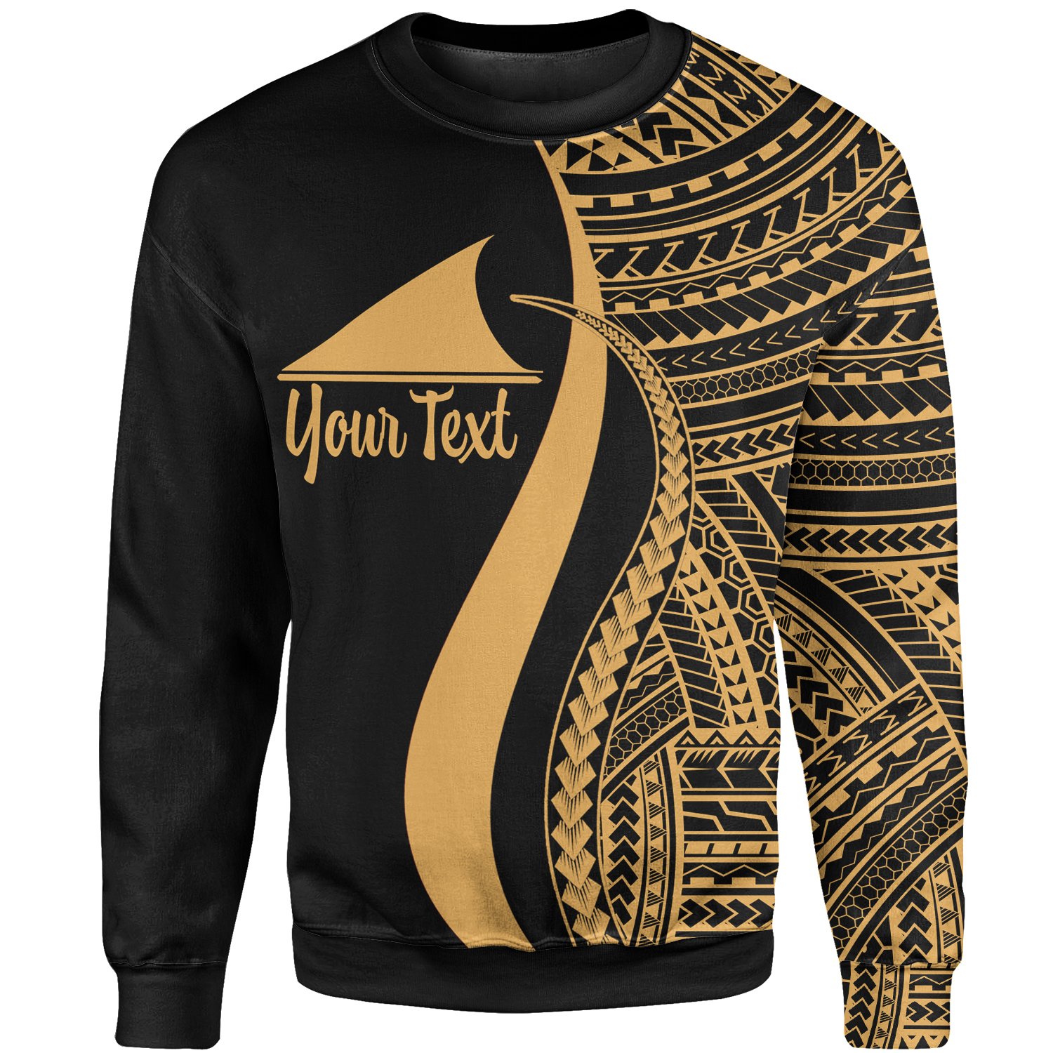 Tokelau Custom Personalised Sweatshirt – Gold Polynesian Tentacle Tribal Pattern – BN11