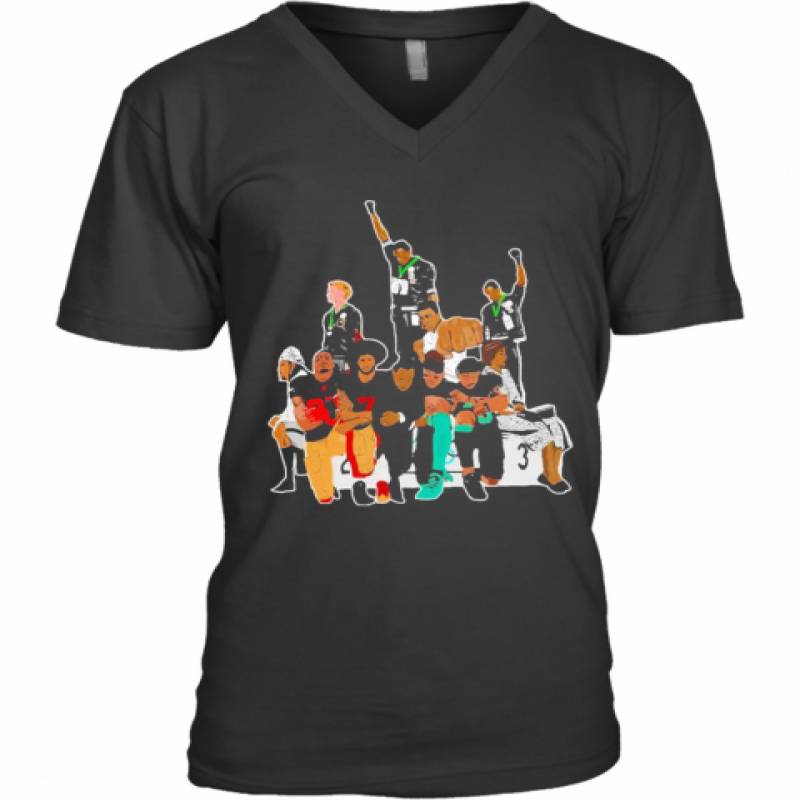 Colin Kaepernick 1968 Olympics Black Power Peaceful Protest Football V-Neck T-Shirt