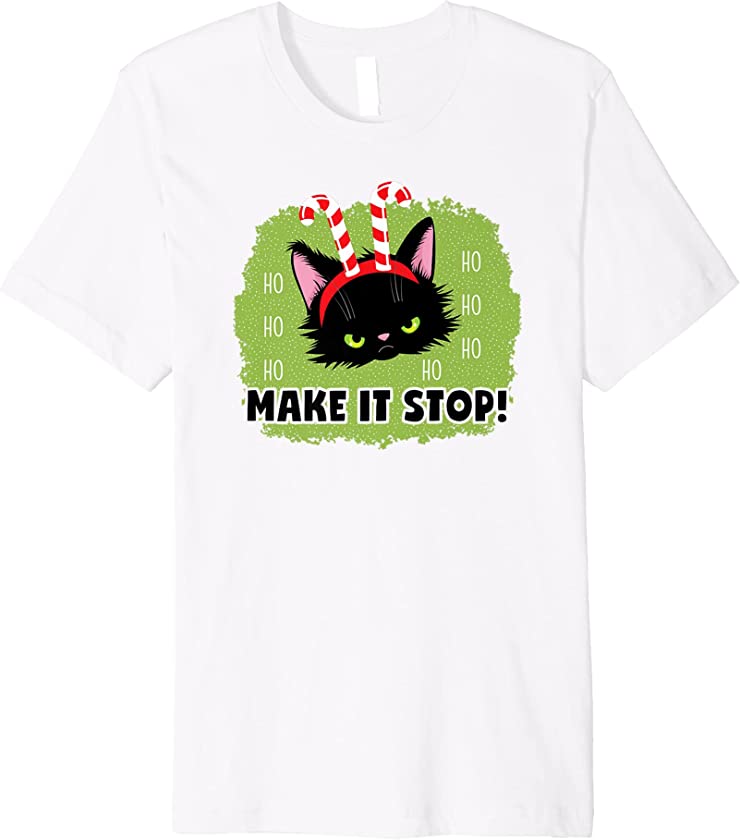 Cute Christmas Cat Is Done Funny Kitten Christmas Premium T-Shirt