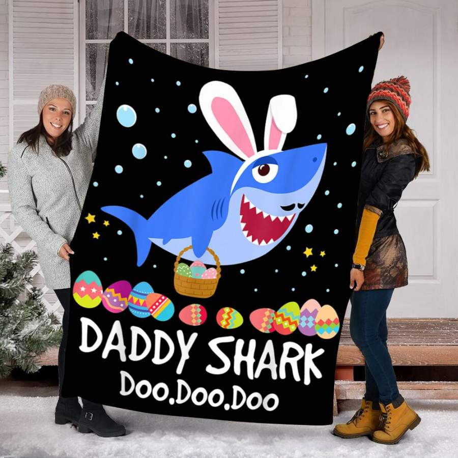 Custom Blanket Daddy Shark Easter Egg Blanket – Fleece Blanket