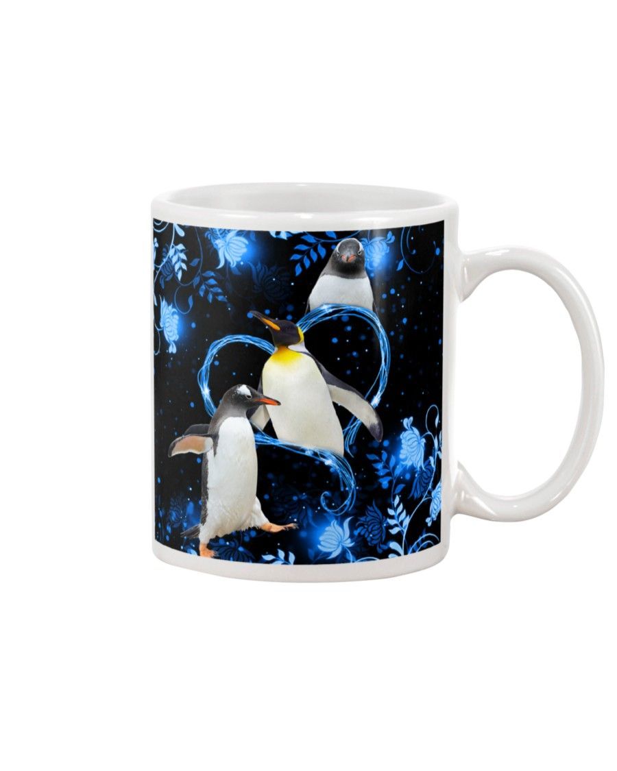 Penguin Twinkling blue heart Mug White 11Oz