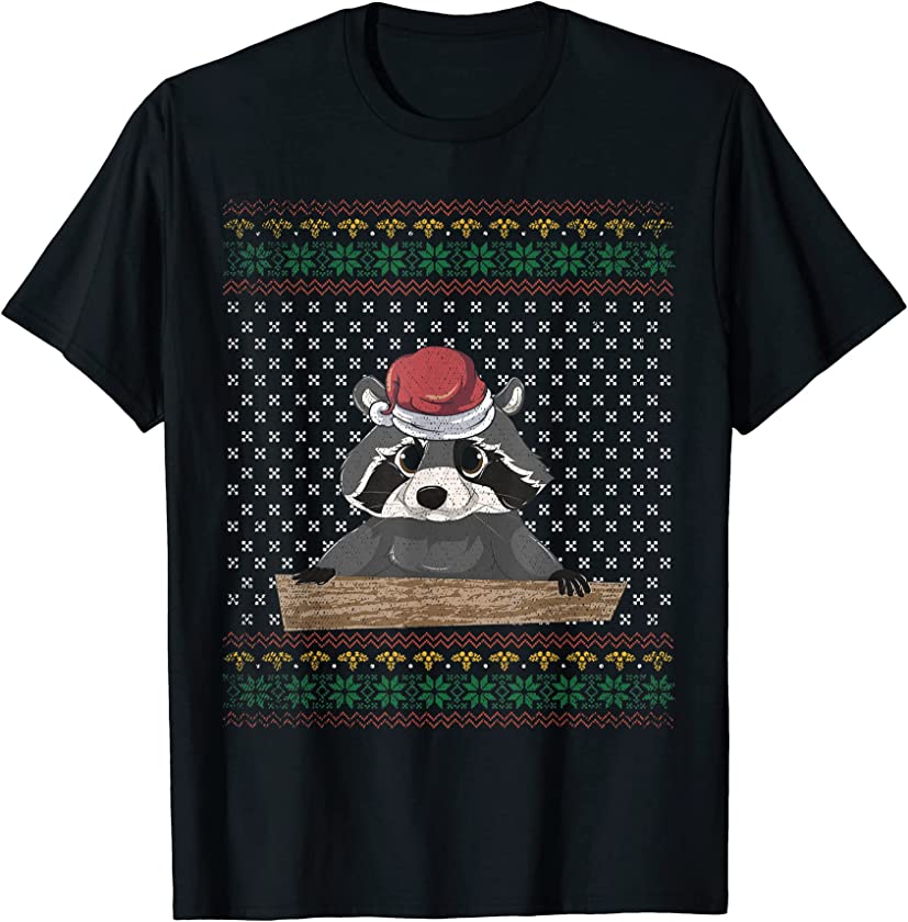 Ugly Christmas Cute Animal Merry Xmas Trash Panda Racoon T-Shirt