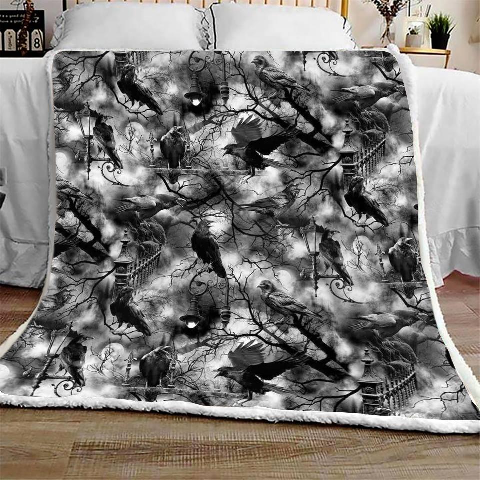 Wicked Halloween Spooky Crows Halloween Sofa Fleece Throw Blanket | Halloween Gifts