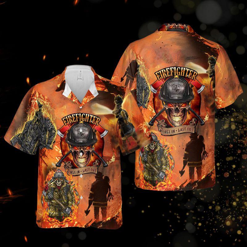 Skull Firefighter First Out Aloha Hawaii Shirts For Men Women Ha39891