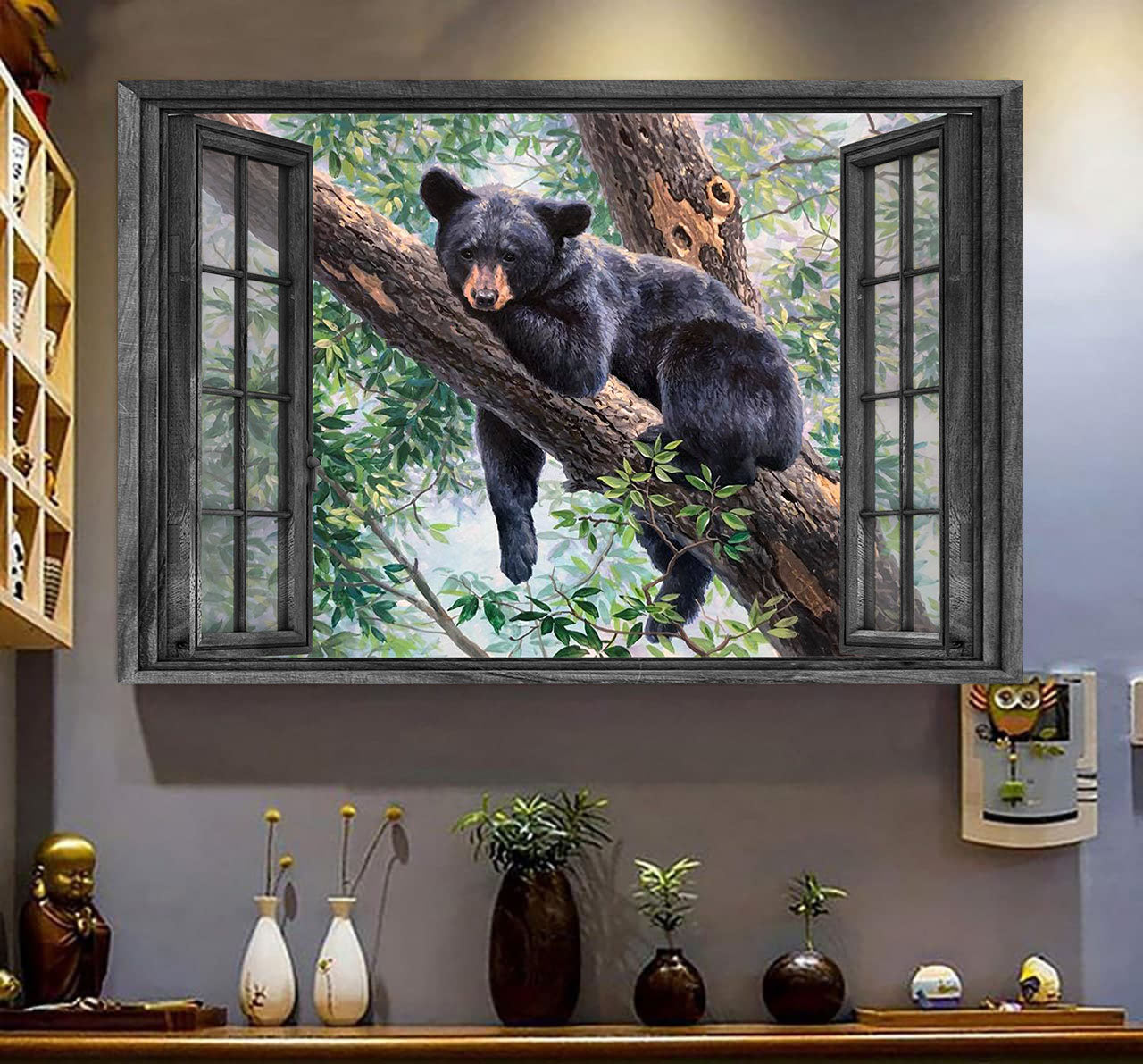 Black Bears 3D Wall Art Prints 3D Wild Animals Lover Home Decoration Gift Idea Gift Father Day