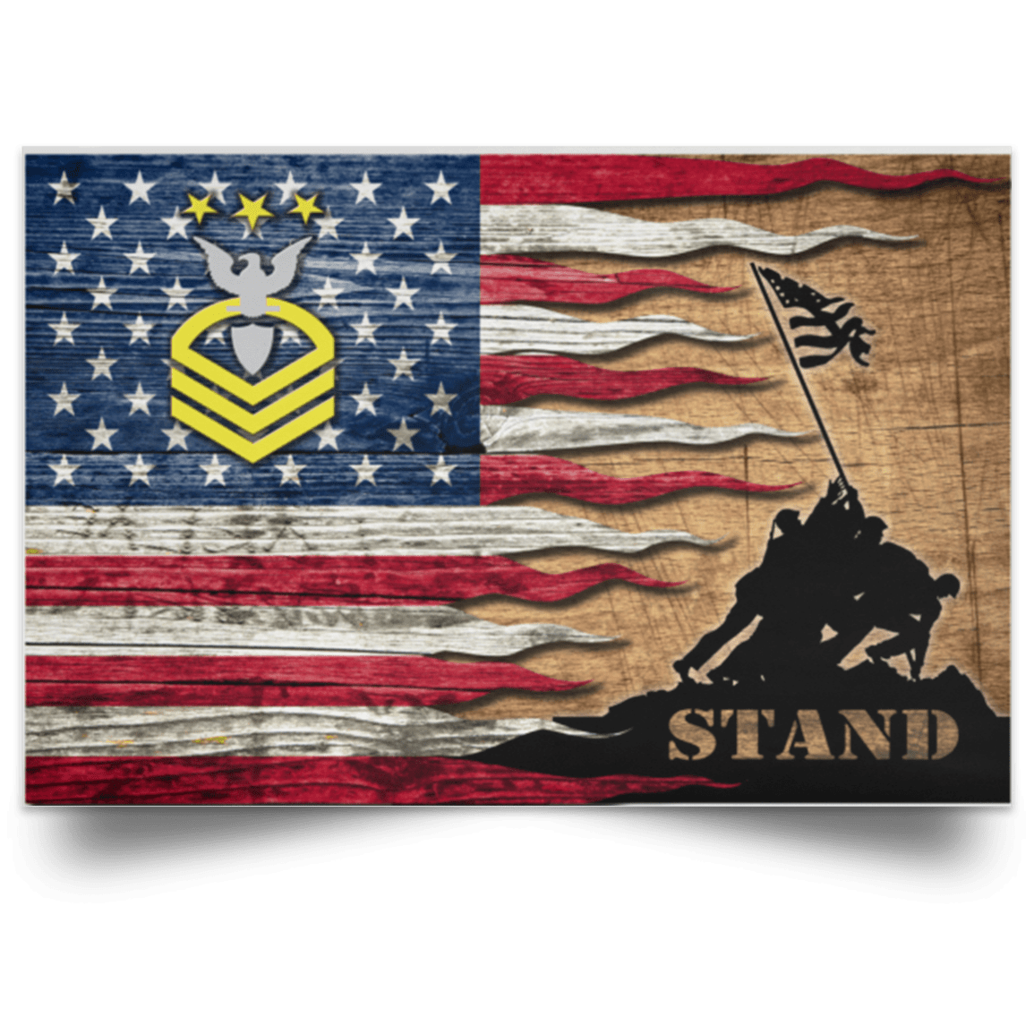 US Coast Guard E-9 Master Chief Petty Officer Of The Coast Guard E9 MCPOC Chief Petty Officer Stand For The Flag Satin Landscape Poster