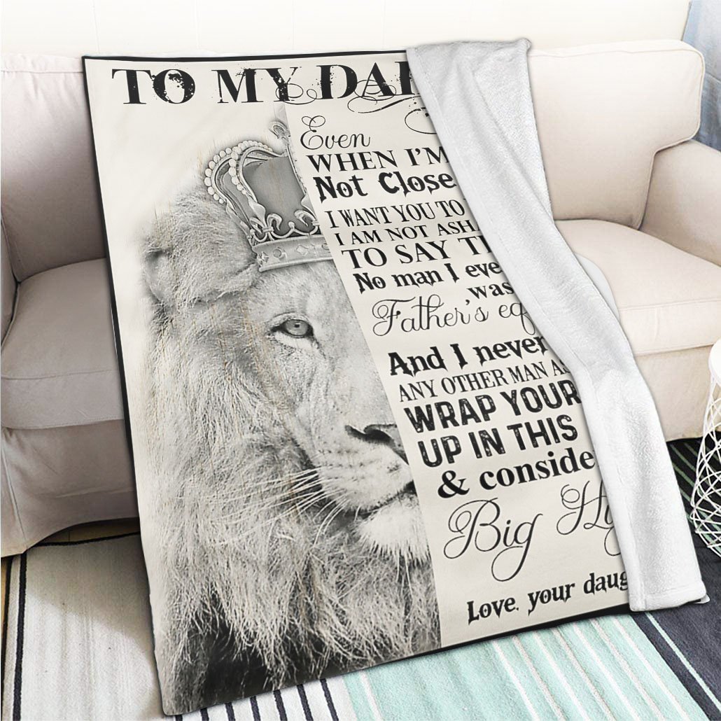 To My Dad Lion Fleece Blanket  Premium Fleece Blanket Father Blanket, Biological Father Of Blanket, Father Baby Blanket