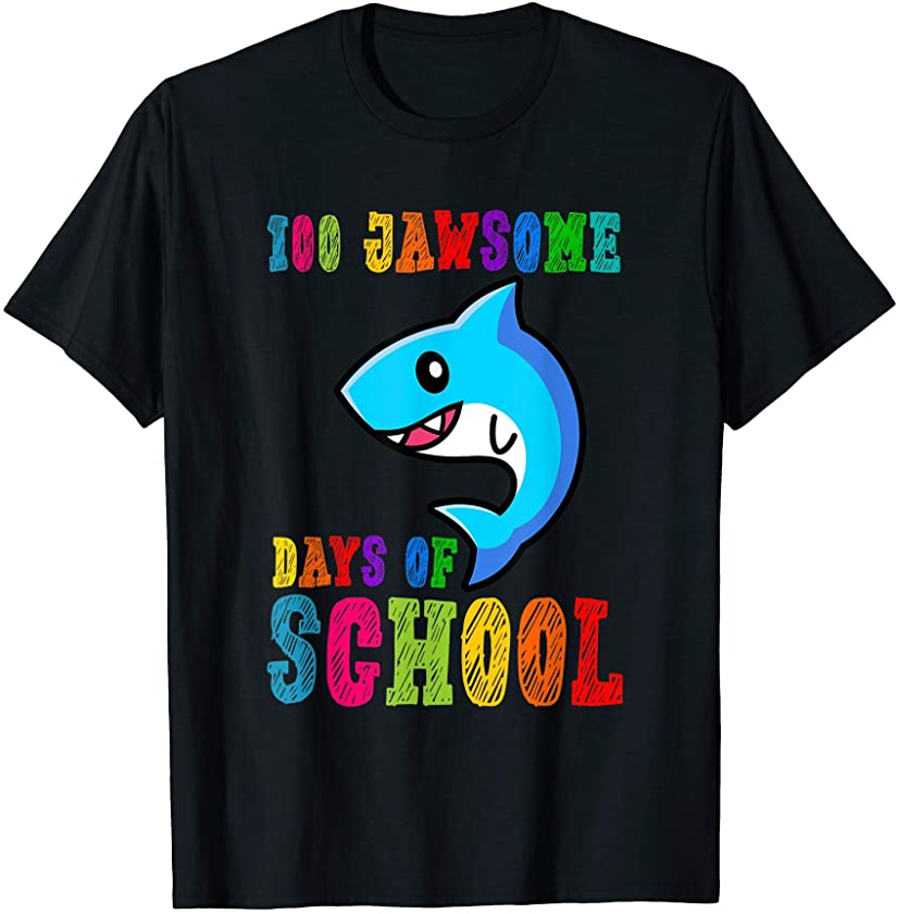 100 Jawsome Days Of School Project Shark Teacher Boy Girl T-Shirt