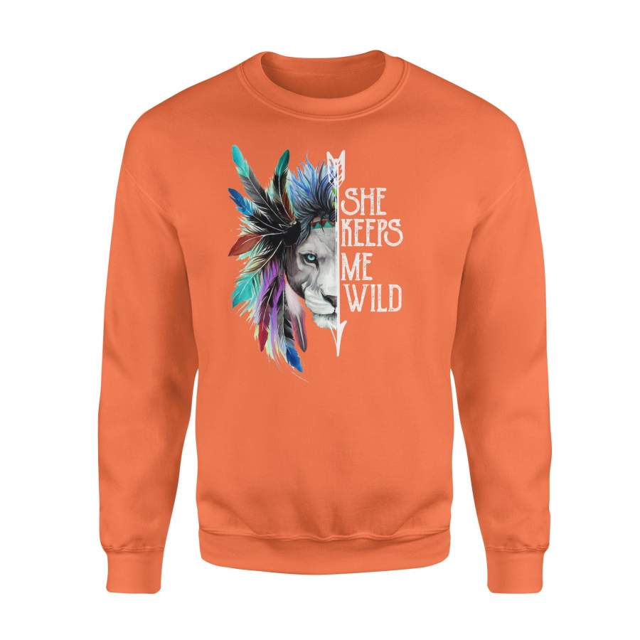 She Keeps Me Wild Lion Graphic Love Couple Valentine Sweatshirt