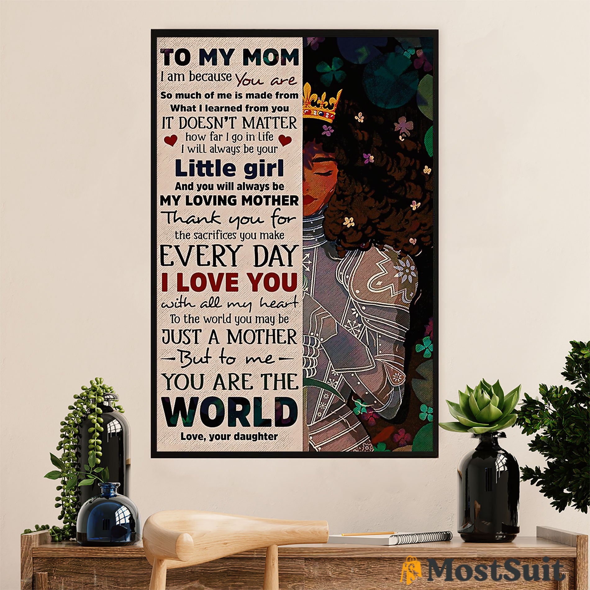 African American Afro Poster | Gift For Black Girl | Juneteenth Day Room Wall Art – From Daughter To My Black Mom