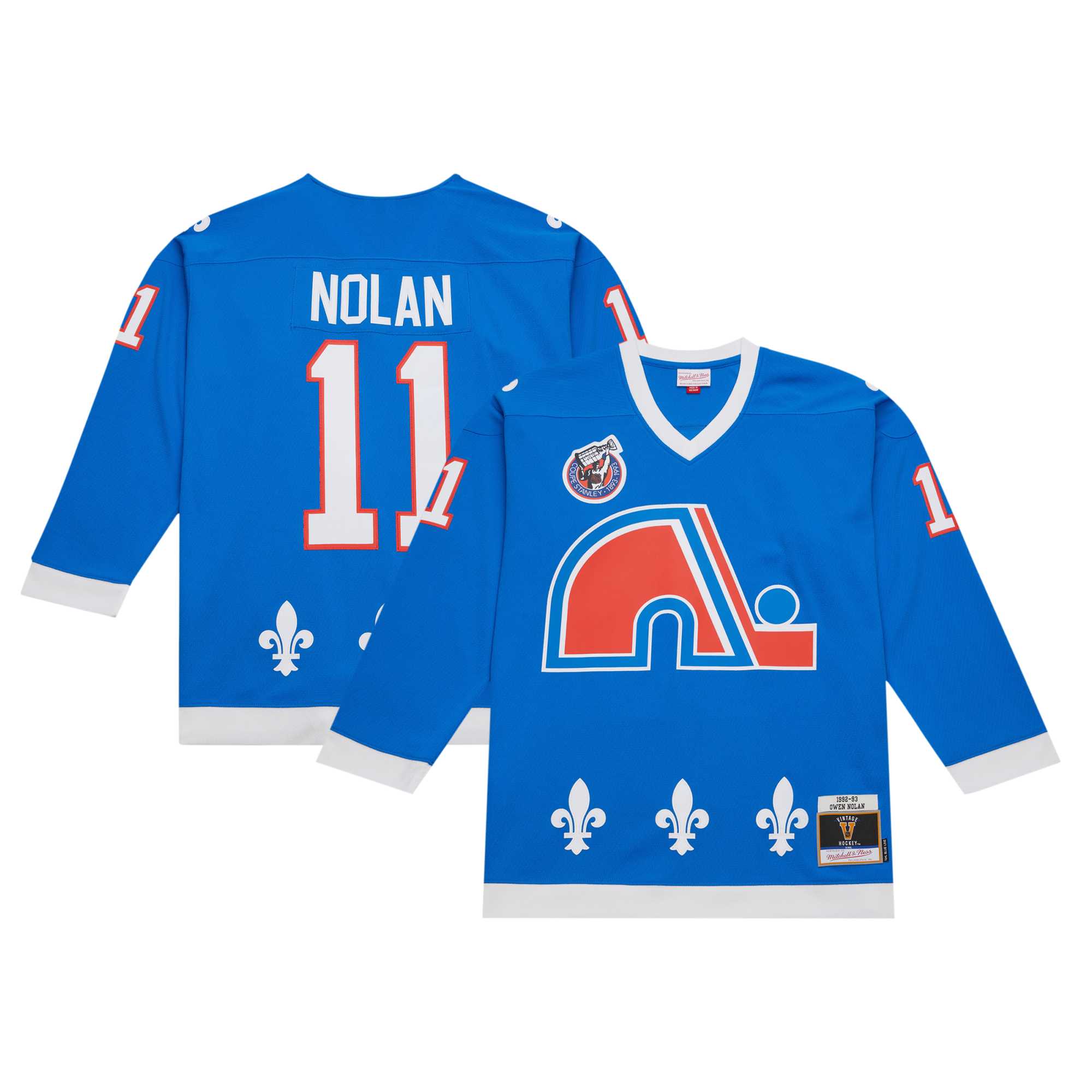 Men's Quebec Nordiques Owen Nolan Mitchell & Ness Blue 1992/93 Blue Line Player Jersey