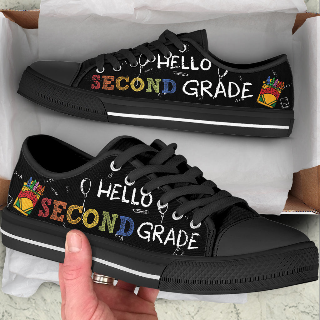 2Nd Grade Teacher Low Top Shoes Canvas Shoes School Shoes Crayons Low Top