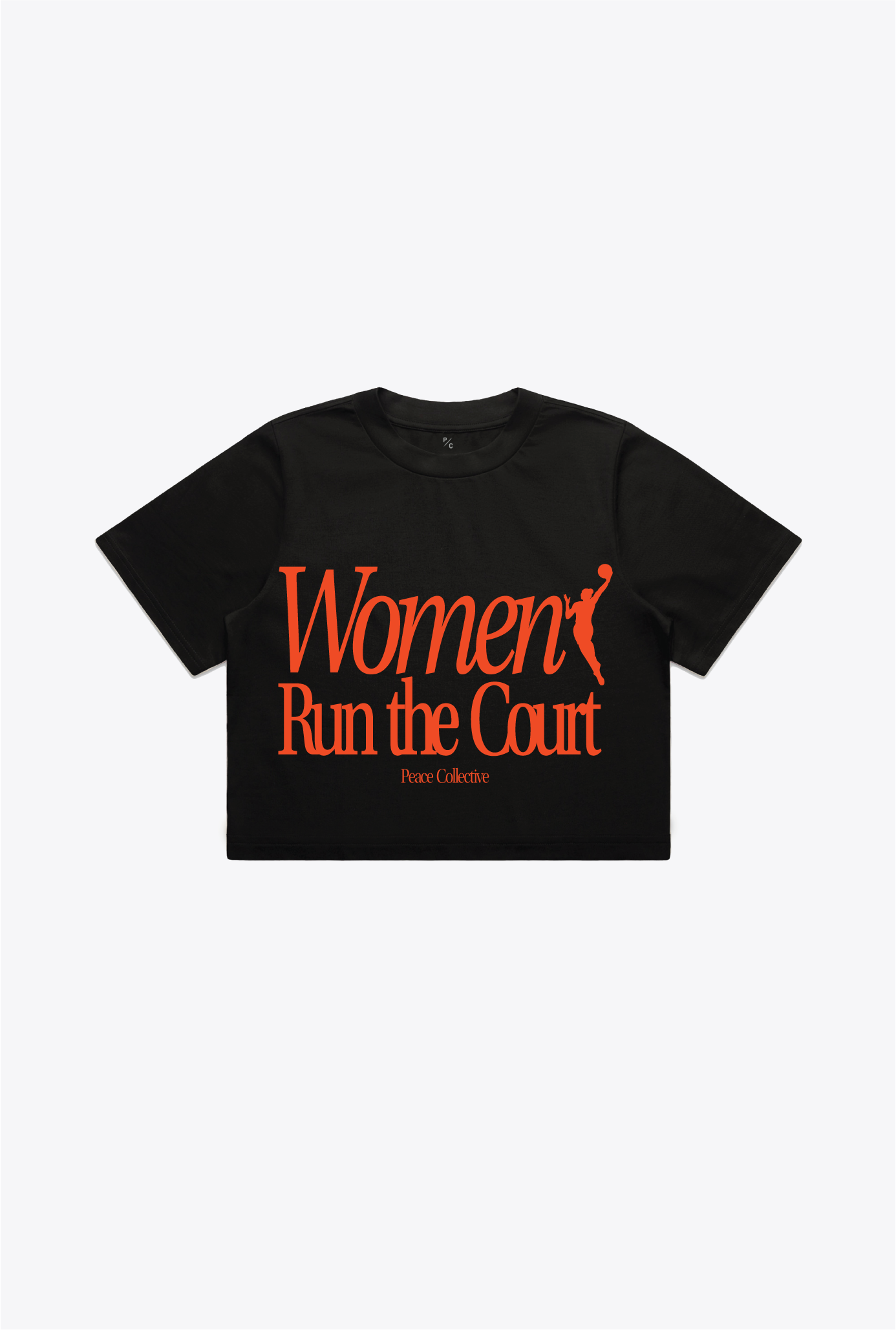 Women Run The Court Cropped Shirt – Black