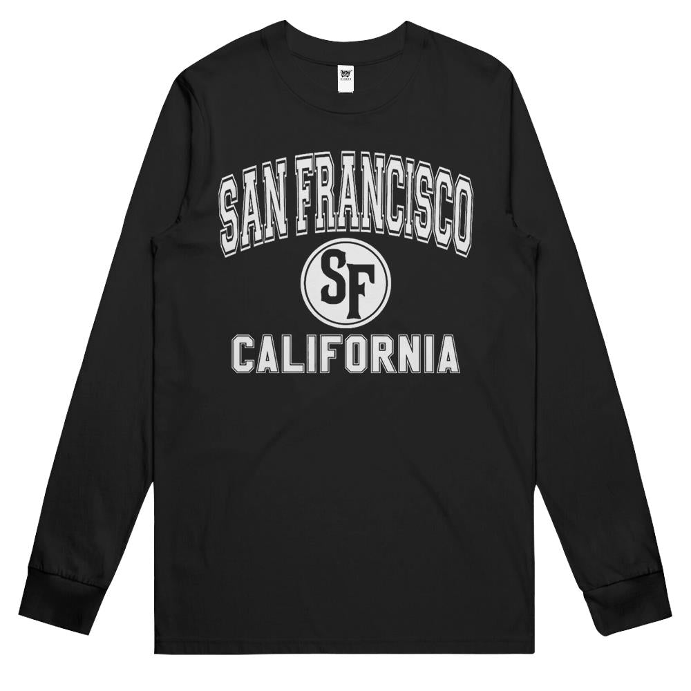 San Francisco Sf Varsity Style Pink With White Print Long Sleeve T Shirts