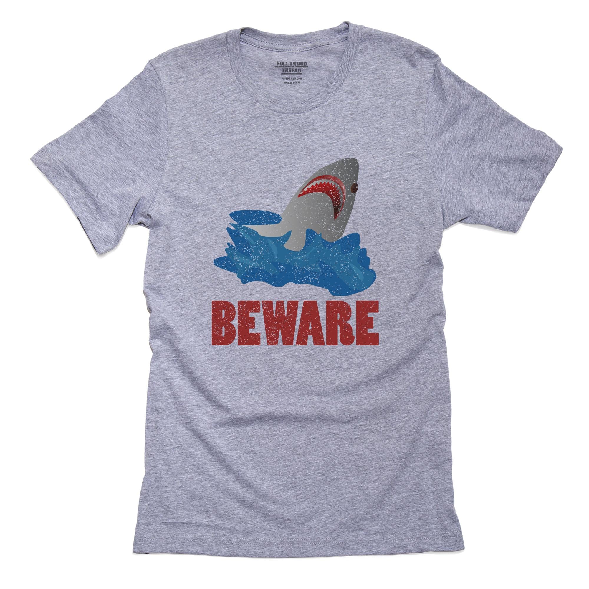 Beware Shark Attack Ocean Jump T-Shirt, Framed Print, Pillow, Golf Towel