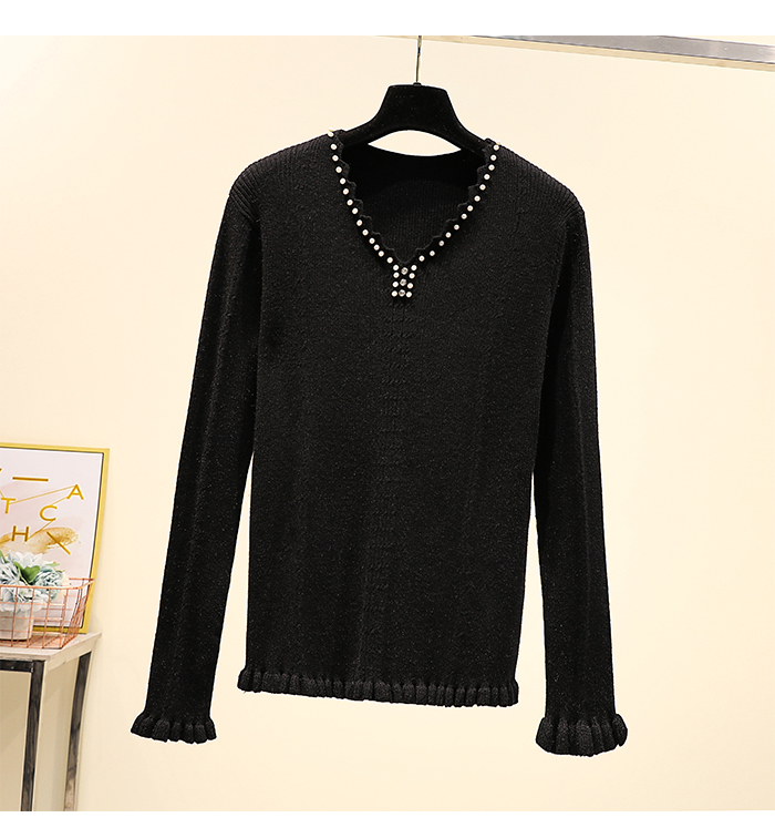 Black Yellow Thin V Neck Nail Bead Korean Harajuku Spring Autumn Winter Knitted Vintage Pullover Fashion Women’S Sweaters 2022 alx