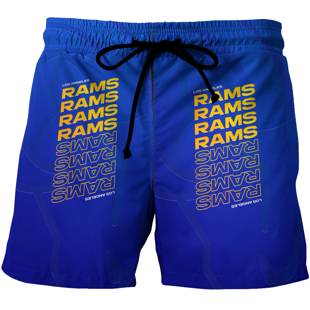 Los Angeles Rams Yellow Rams Blue1 3D All Over Print Summer Beach Hawaiian Short