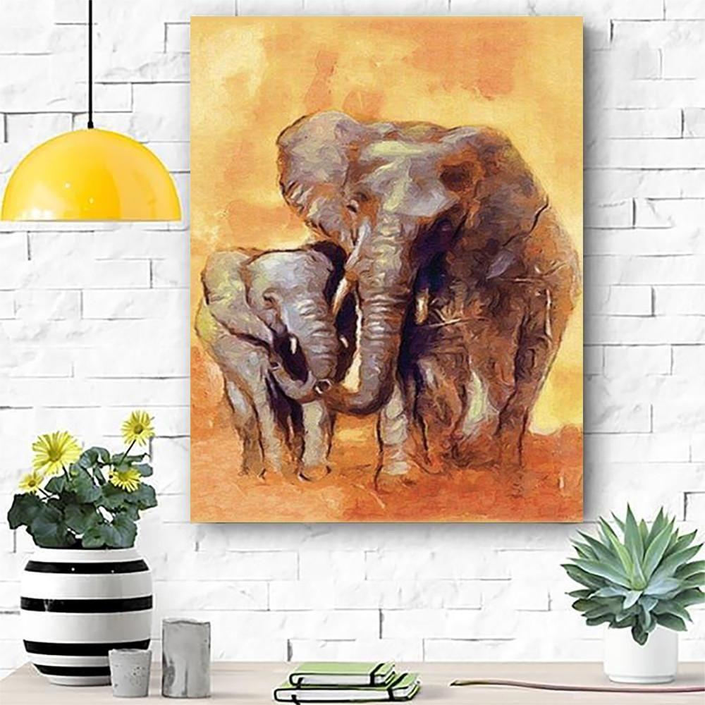 Elephants Family Canvas Prints Wall Art – Matte Canvas