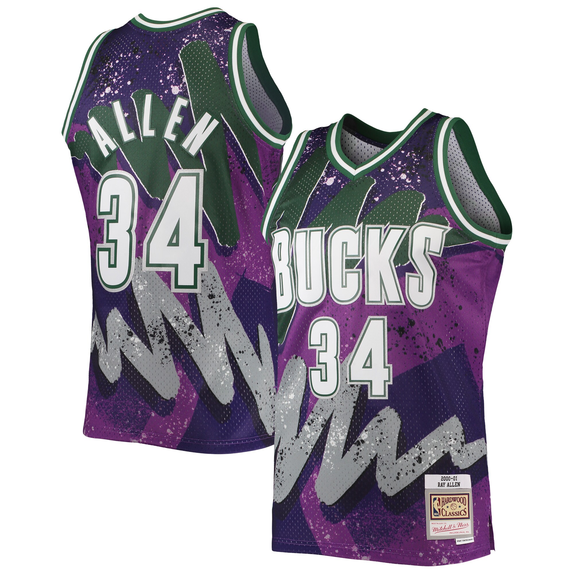 Ray Allen Milwaukee Bucks Mitchell & Ness Hardwood Classics 2000/01 Hyper Hoops Swingman Jersey – Purple