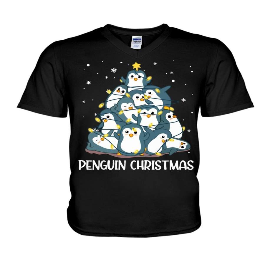 Penguine Christmas Tree Great Gift Guys V-Neck