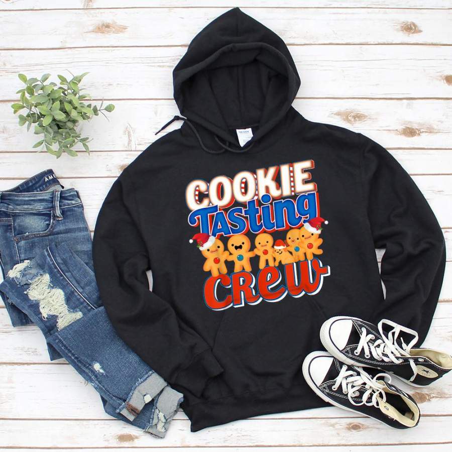 Cookie tasting crew christmas cute cake santa hat black hoodie for men and women S-5XL