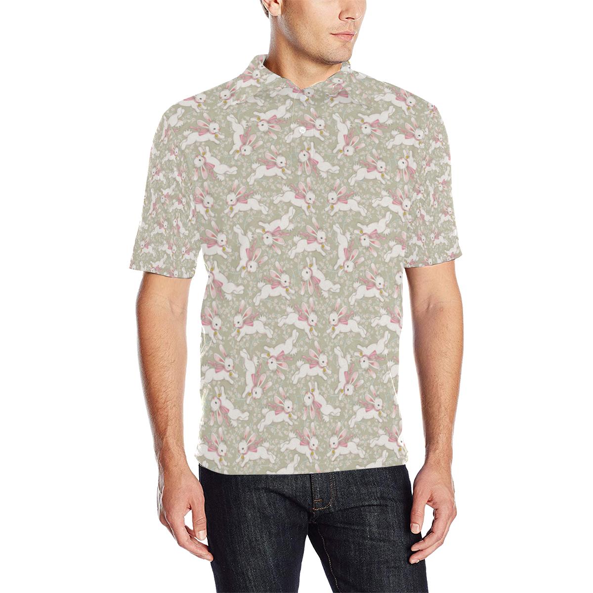 Bunny Pattern Print Design 06 Men Polo Shirt