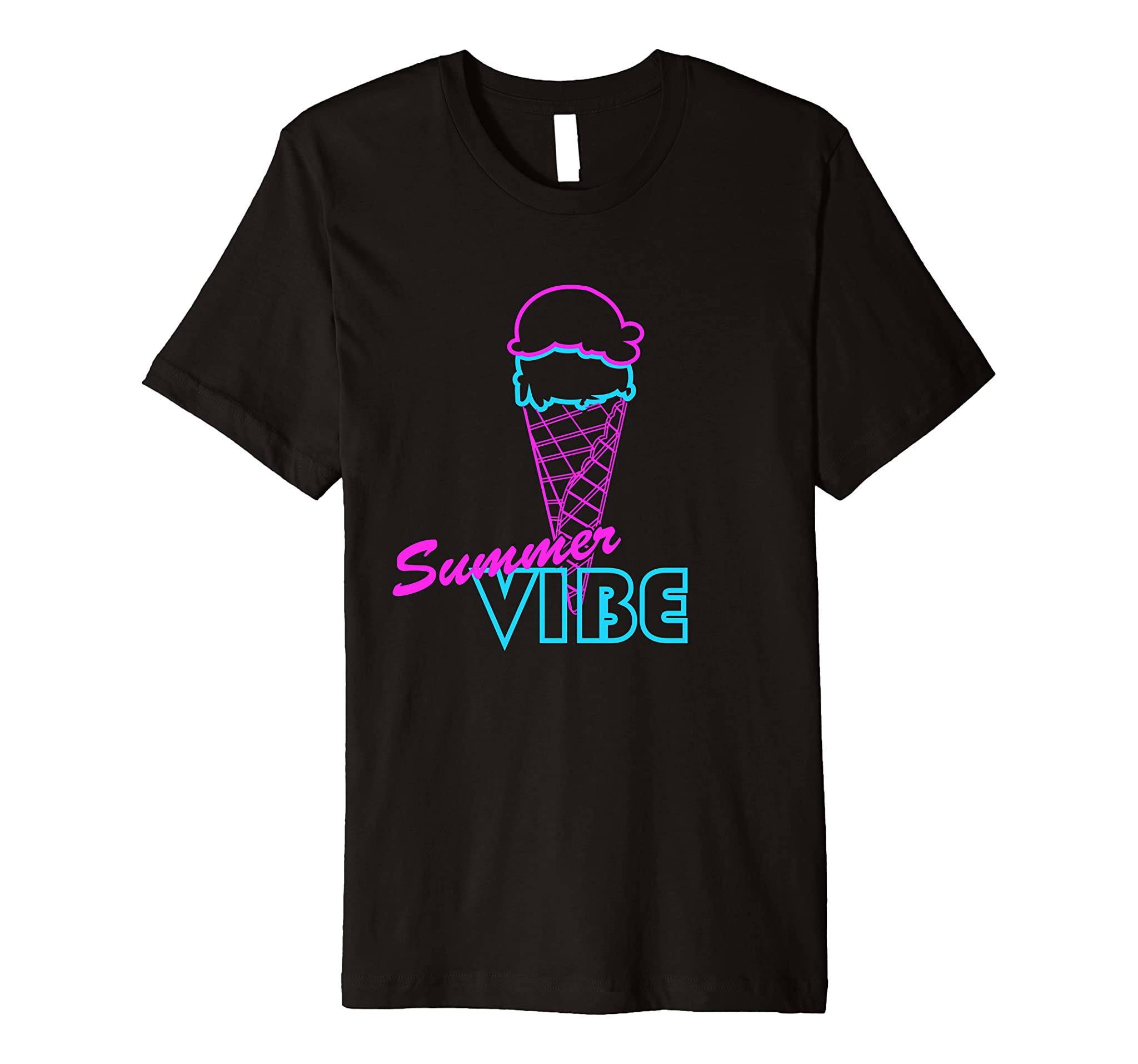 Neon 80s Summer Vibe Ice Cream tee shirt