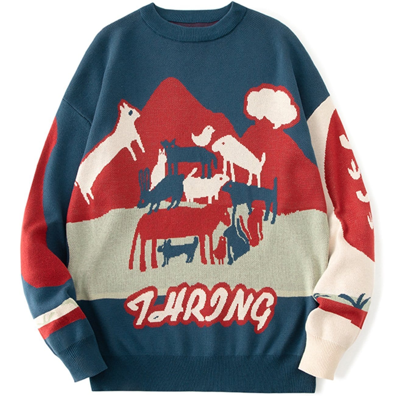 Abstract Painting Animals Knit Sweater