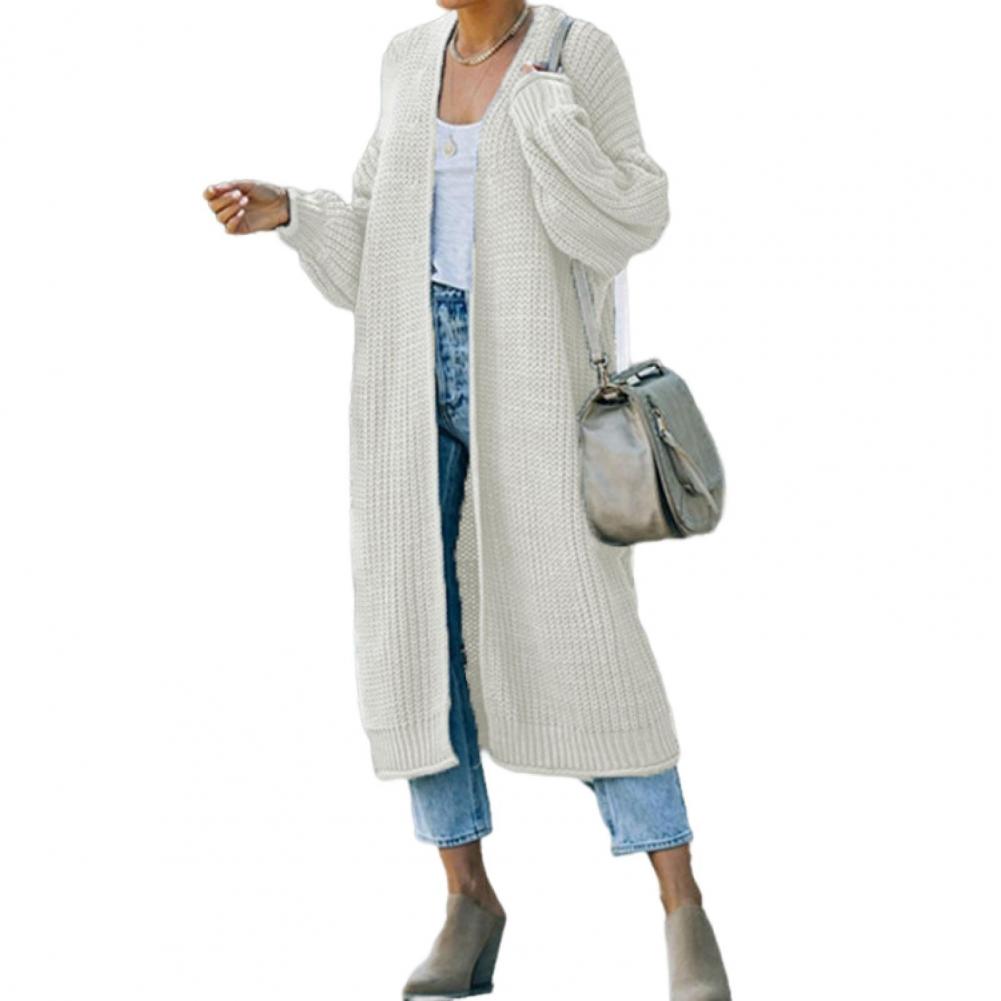 Cardigan Coat Trendy Loose Knitted Cardigan Cardigan Style Pure Color Mid-calf Length Sweater Coat Daily Clothing alx