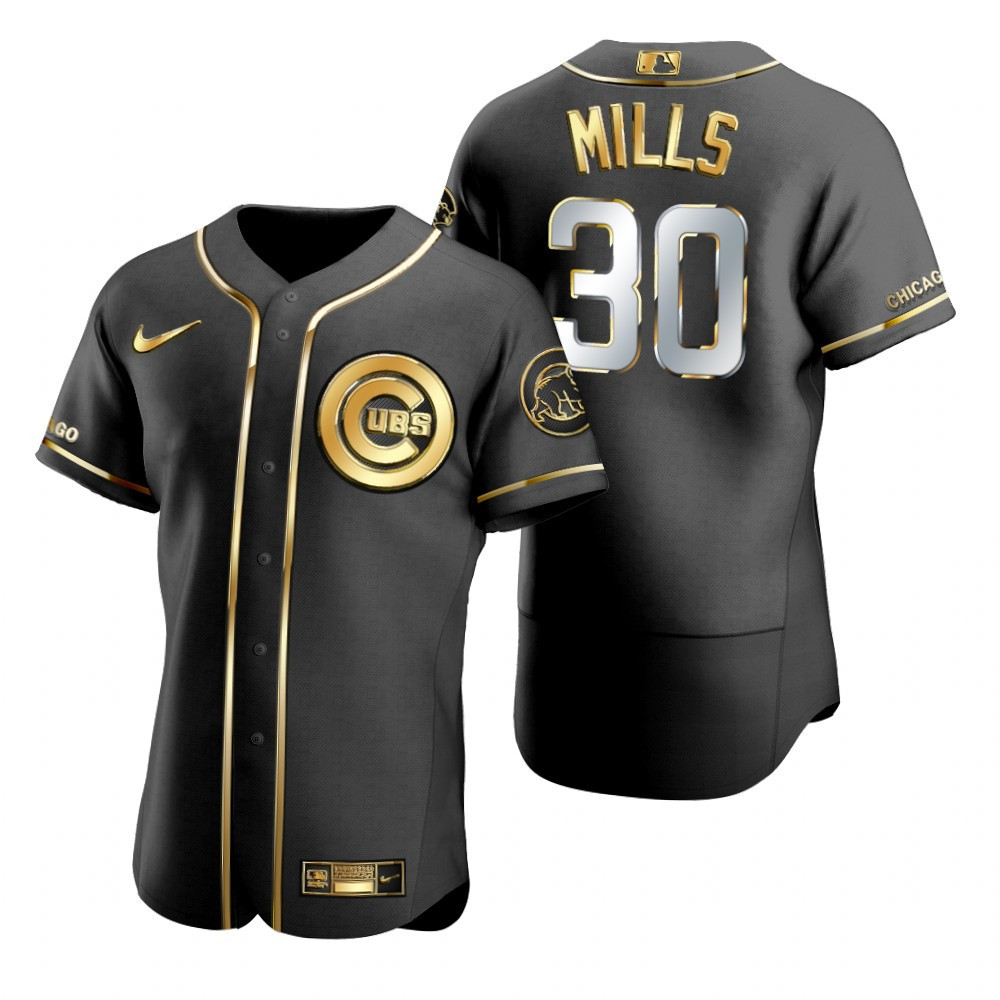 Chicago Cubs #30 Alec Mills MLB Golden Brandedition Black Jersey Gift For Cubs Fans