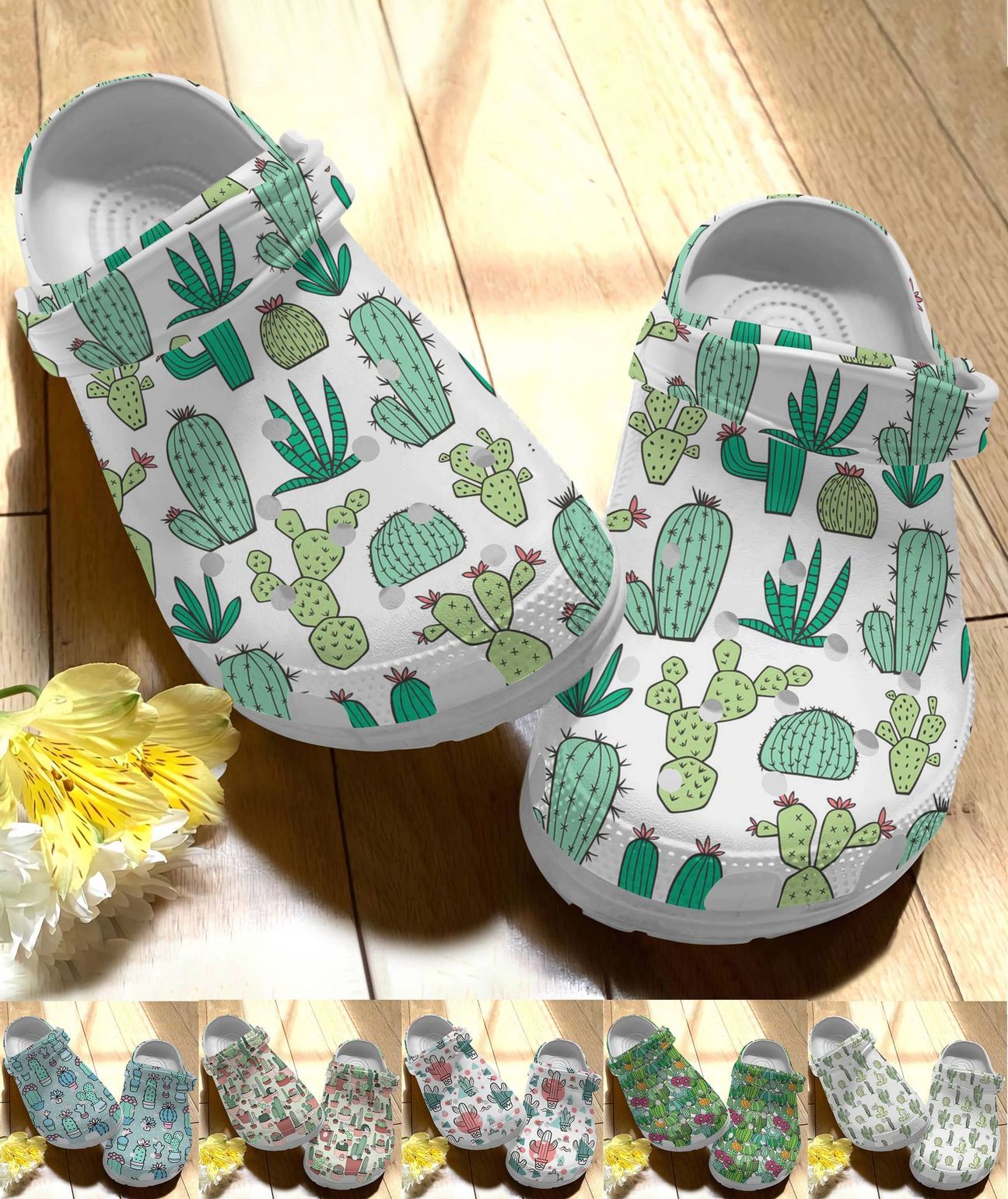 Cactus Personalize Clog, Custom Name, Text, Fashion Style For Women, Men, Kid, Print 3D Cute Cactus Patterns